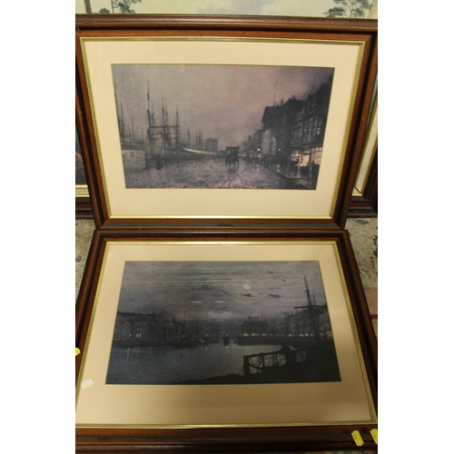 38 - A LARGE FRAMED WOODLAND PRINT & TWO MOONLIT PRINTS (3)