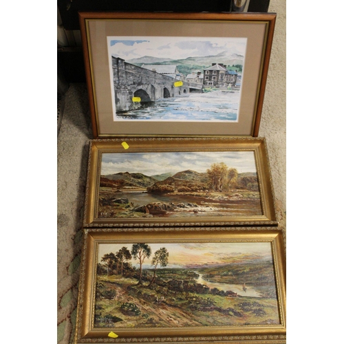 43 - A QUANTITY OF PICTURES TO INCLUDE AN EARLY PAIR OF 19TH CENTURY OILS, GILT MIRROR ETC (BY ROCKING HO... 