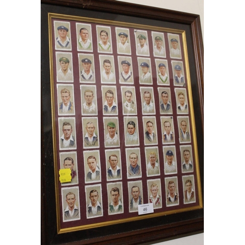 46 - A FRAMED SET OF CRICKETING CIGARETTE CARDS (FOYER)