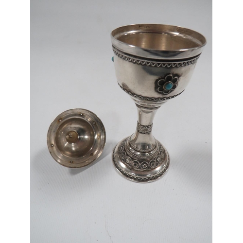 477 - SMALL WHITE METAL CHALICE