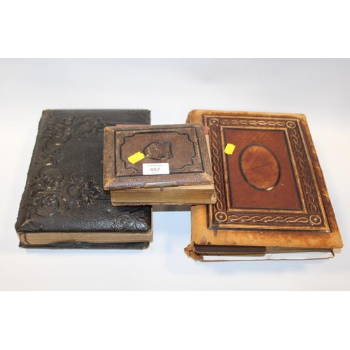 497 - THREE PARTIAL FILLED ANTIQUE PHOTOGRAPH ALBUMS