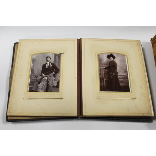 497 - THREE PARTIAL FILLED ANTIQUE PHOTOGRAPH ALBUMS