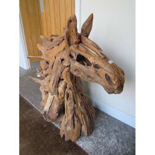 57 - A LARGE DRIFTWOOD STYLE HORSE HEAD - 101 x 95 cm