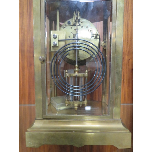 72 - A ENAMELLED BRASS AND GLASS MERCURY WEIGHTED DOWN MANTLE CLOCK