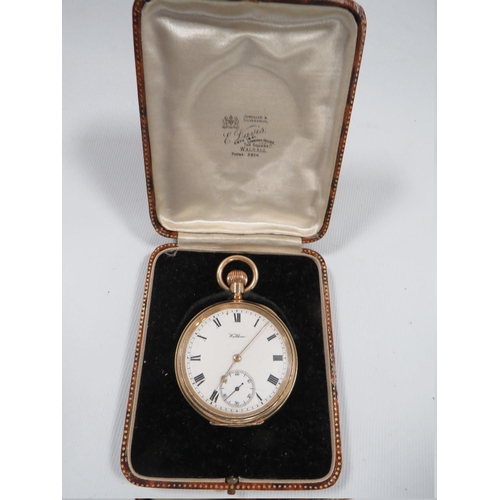 483 - A GOLD PLATED WALTHAM OPEN FACED MANUAL WIND POCKET WATCH IN ORIGINAL BOX, TICK ON WINDING (WORKING ... 