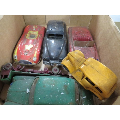 138 - FOUR SMALL TRAYS OF ASSORTED MODEL TOY CARS ETC A/F