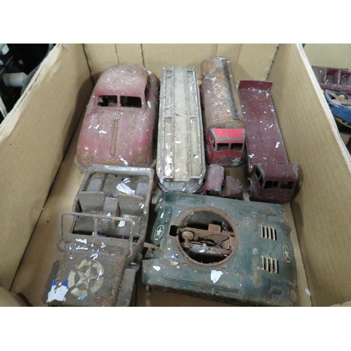 138 - FOUR SMALL TRAYS OF ASSORTED MODEL TOY CARS ETC A/F