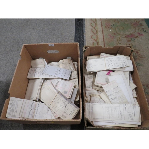 144 - TWO BOXES OF DEEDS, MAPS ETC