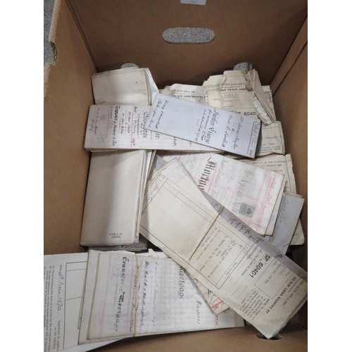 144 - TWO BOXES OF DEEDS, MAPS ETC