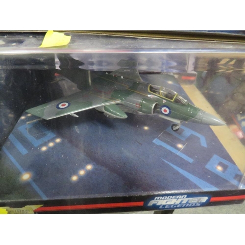 148 - A QUANTITY OF CORGI MODERN FIGHTER LEGENDS MODEL AIRCRAFT TOGETHER WITH 4 MODEL CARDED PLANES (10)