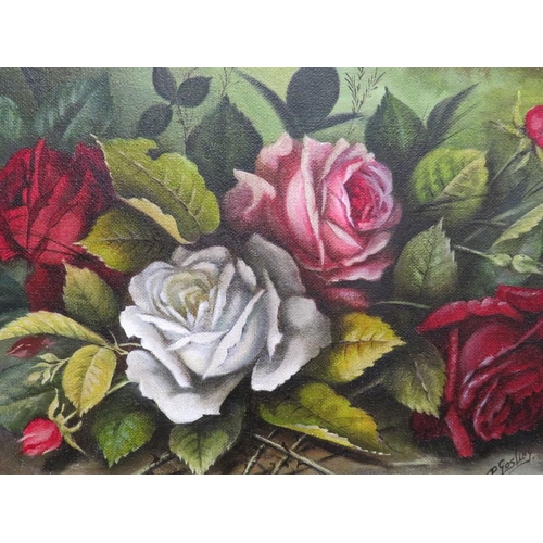 15 - P. GOSLING - A SMALL OIL ON CANVAS DEPICTING FLORAL STILL LIFE 20 X 30 CM