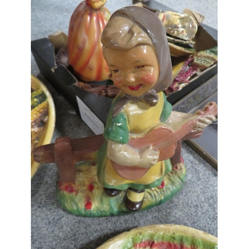 171 - A COLLECTION OF ANTIQUE AND VINTAGE CHALK PLAQUES AND FIGURINES