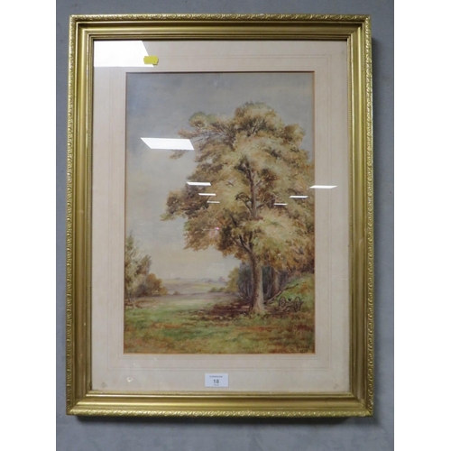 18 - A FRAMED WATERCOLOUR BY BANKS TOGETHER WITH A PAIR OF SKETCHES (3)