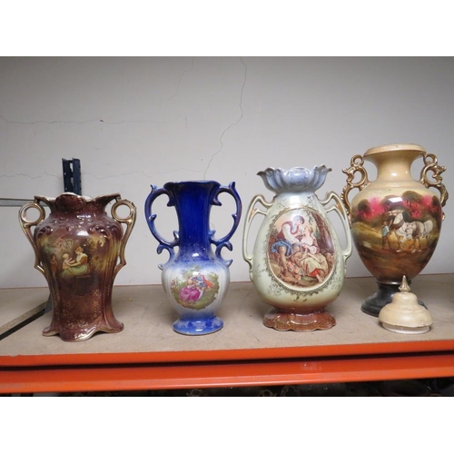 183 - A  COLLECTION OF DECORATIVE VASES TO INCLUDE TWIN HANDLE VASES (12)