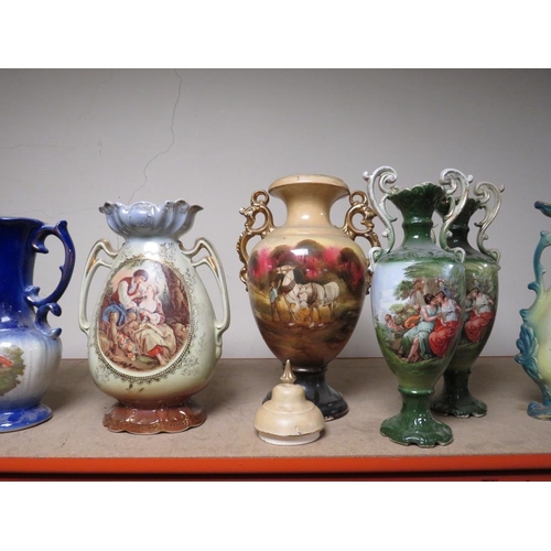 183 - A  COLLECTION OF DECORATIVE VASES TO INCLUDE TWIN HANDLE VASES (12)