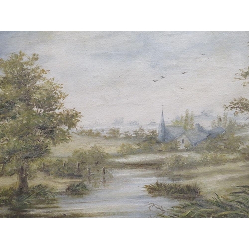 25 - BATCHELOR - A FRAMED LANDSCAPE FLORAL WATERCOLOUR 47 X 31 CM