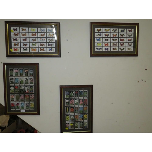 39 - TWO PAIRS OF FRAMED CIGARETTE CARDS - BUTTERFLIES & FLOWERS