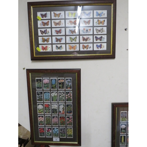 39 - TWO PAIRS OF FRAMED CIGARETTE CARDS - BUTTERFLIES & FLOWERS