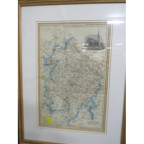 40 - FOUR FRAMED ANTIQUE MAPS TO INC YORKSHIRE, CAMBRIDGESHIRE, WARWICKSHIRE & HUNTINGDONSHIRE