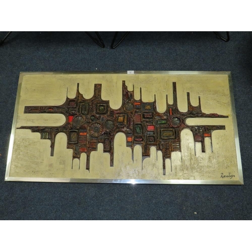 42 - ROSSLYN - AN UNUSUAL MIXED MEDIA ABSTRACT COMPOSITION, 60 X 120 CM