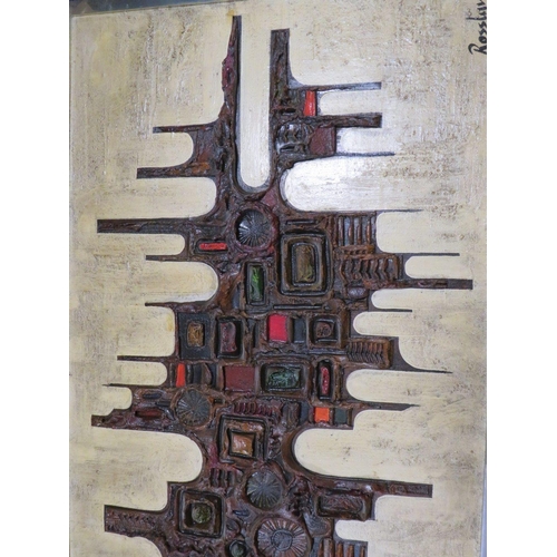 42 - ROSSLYN - AN UNUSUAL MIXED MEDIA ABSTRACT COMPOSITION, 60 X 120 CM