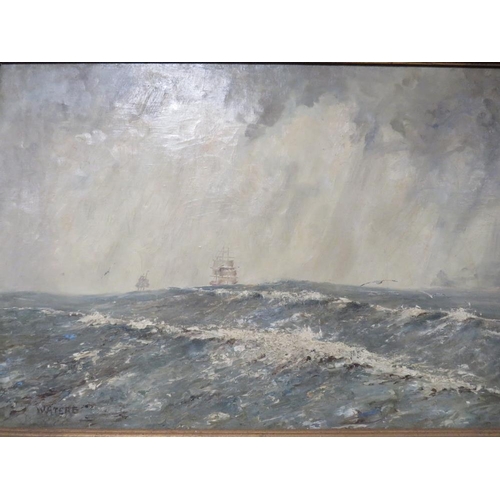 43 - CAPT. JOHN WATERS (XX). Stormy seascape with sailing vessels in a heavy swell 'Off Coquirubo 06, a G... 