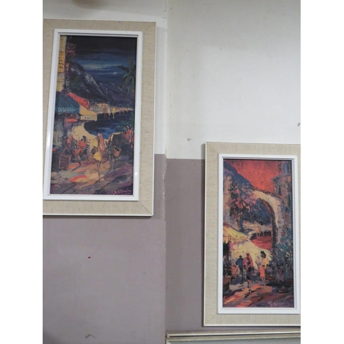 48 - A PAIR OF CONTINENTAL ALPINE OIL ON CANVAS & A PAIR OF PRINTS PLUS ONE OTHER (5)