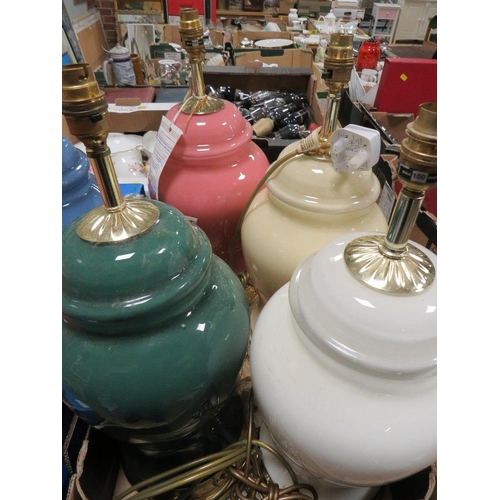 80 - A BOX OF 4 ORTEGA COLOURED GLASS LAMPS