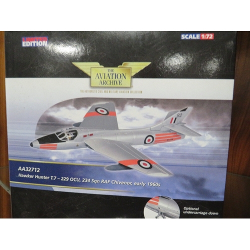 212 - FIVE BOXED CORGI LIMITED EDITION THE AVIATION ARCHIVE MODEL AIRCRAFT SCALE 1:72 TO INCLUDE HAWKER HU... 