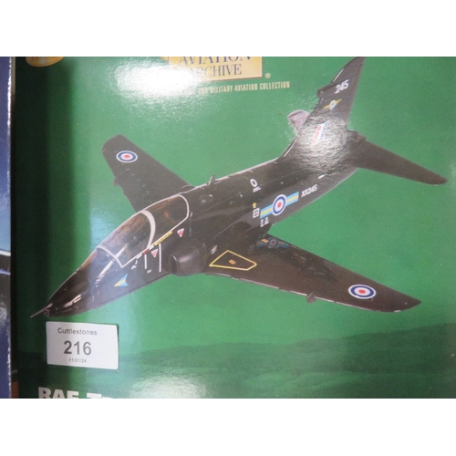 216 - FOUR BOXED MODEL AIRCRAFT TO INCLUDE A LIMITED EDITION KY GUARDIANS EUROPE GLOSTER JAVELIN 1:72