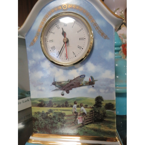 217 - A BRADFORD EDITION RAF WINGS OF VALOUR 90TH ANNIVERSARY CLOCK , TOGETHER WITH A LIMITED EDITION OF 