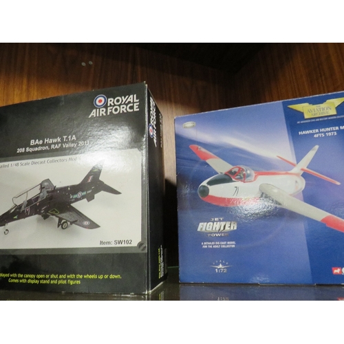 227 - THREE BOXED CORGI THE AVIATION ARCHIVE MODEL AIRCRAFT TOGETHER WITH A RAF MODEL AIRCRAFT (4)