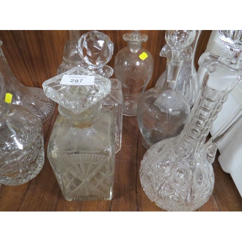 287 - A COLLECTION OF MODERN AND ANTIQUE DECANTERS (12)