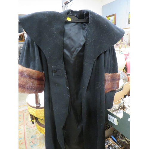 294 - A LADIES VINTAGE CONEY FUR COAT TOGETHER WITH A VINTAGE BURLACADE COAT WITH MINK FUR TRIM