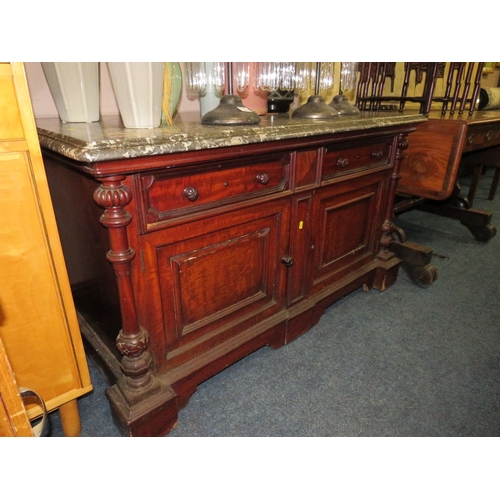 714 - A MARBLE TOPPED CHIFFONIER