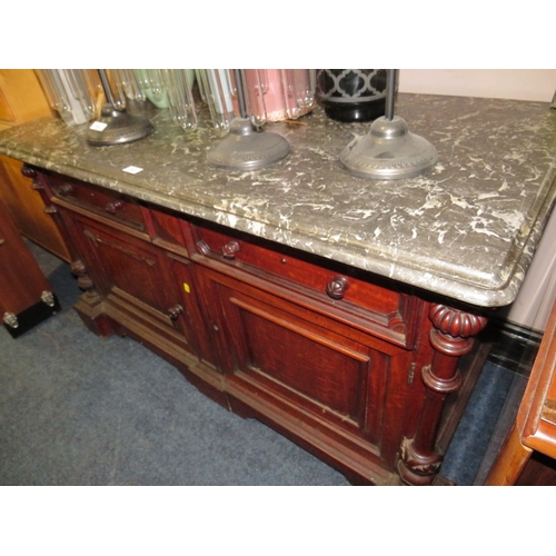 714 - A MARBLE TOPPED CHIFFONIER