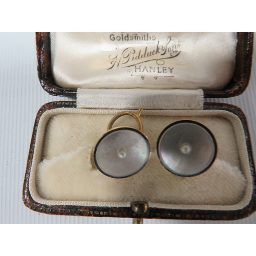 360 - A PAIR OF 9CT GOLD AND PLATINUM STUDS IN ORIGINAL BOX