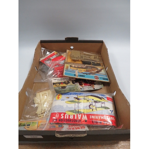 380 - A TRAY OF FIVE AIRFIX KITS TO INCLUDE TIGER TANK, HURRICANE ETC