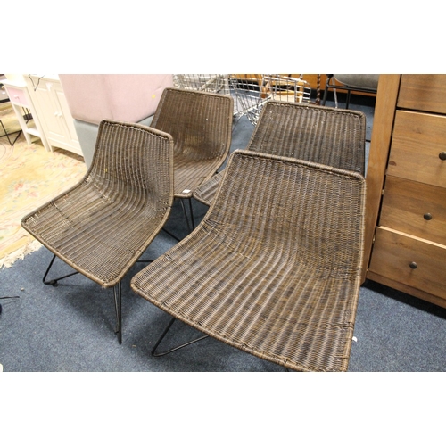 840 - FOUR MODERN METAL/WICKER GARDEN CHAIRS