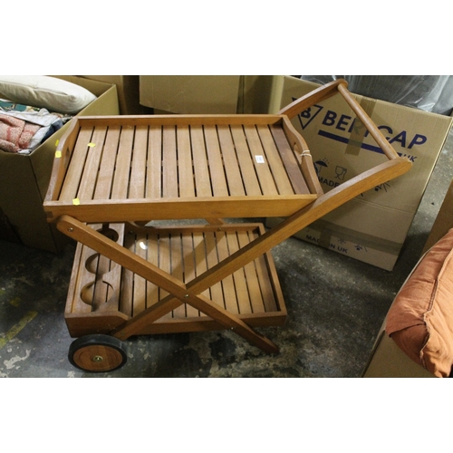 848 - A TEAK GARDEN TROLLEY