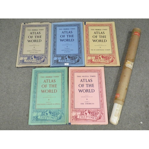 100 - VOLUMES I-V OF 'THE TIMES ATLAS OF THE WORLD' COMPRISING THE AMERICAS, S. EUROPE & AFRICA, NORTHERN ... 