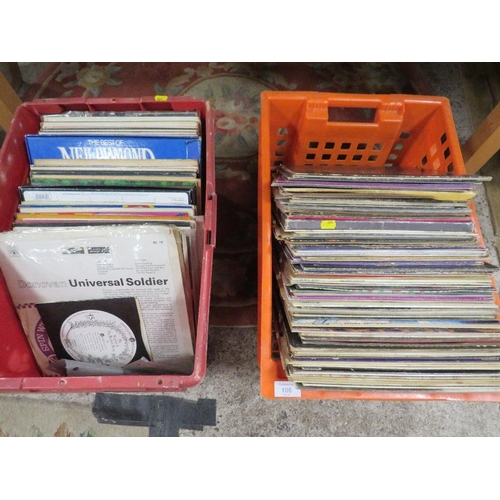 106 - TWO TRAYS OF LP RECORDS TO INCLUDE CREAM. PAUL SIMON, MARILLION ETC