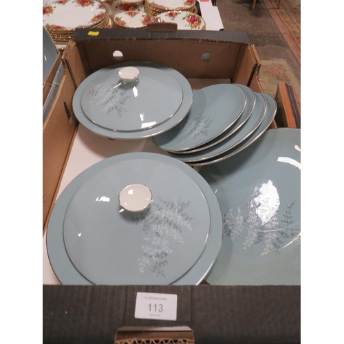 113 - TWO TRAYS OF ROYAL DOULTON FOREST GLADE DINNER WARE