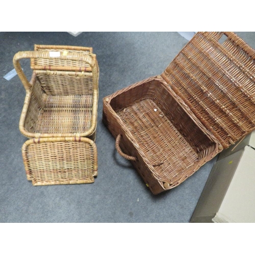 174 - TWO VINTAGE PICNIC HAMPERS A/F