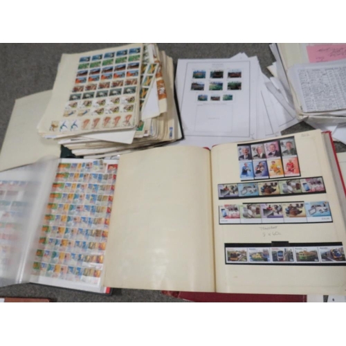 229 - A STAMP COLLECTION TO INCLUDE SIX LARGE ALBUMS / STOCK BOOK, FOUR OF WHICH CONTAIN BRITISH STAMPS, O... 