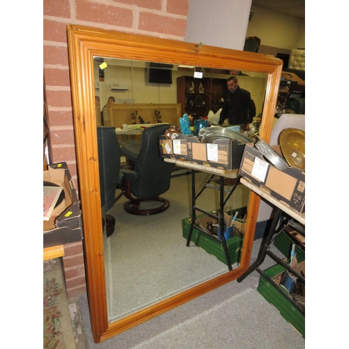 759 - THREE LARGE PINE FRAMED RECTANGULAR MIRRORS 137 x 105 cm