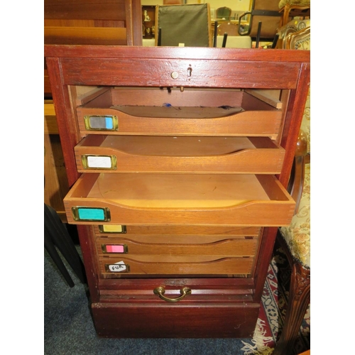 768 - A TAMBOUR FILING CABINET, BENTWOOD CHAIR & ANTIQUE COMMODE (3)