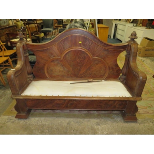 784 - A MAHOGANY BENCH - W 149 cm A/F