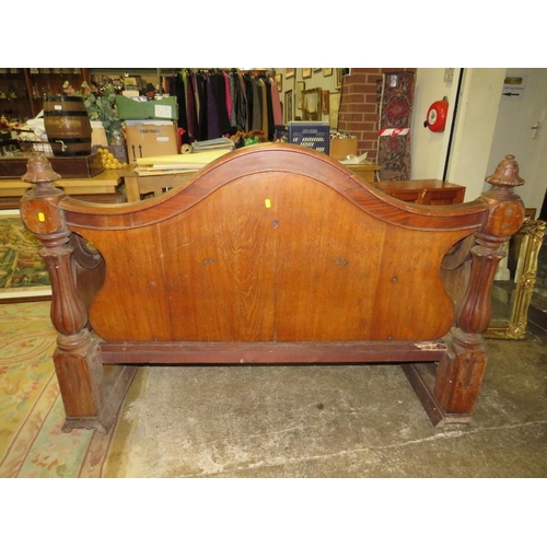 784 - A MAHOGANY BENCH - W 149 cm A/F