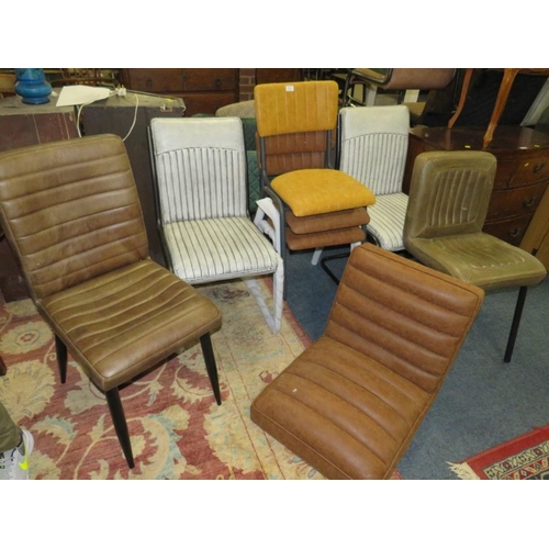 793 - A COLLECTION OF SEVEN MODERN LEATHER CHAIRS - INC ONE CHAIR SEAT